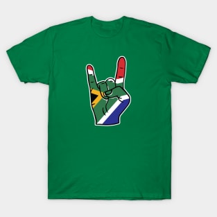 Rock On South Africa // South African Flag Rock Hand T-Shirt